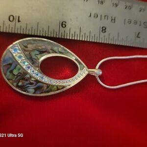 Kenneth Cole Vintage         Silver and Abalone Teardrop Necklace